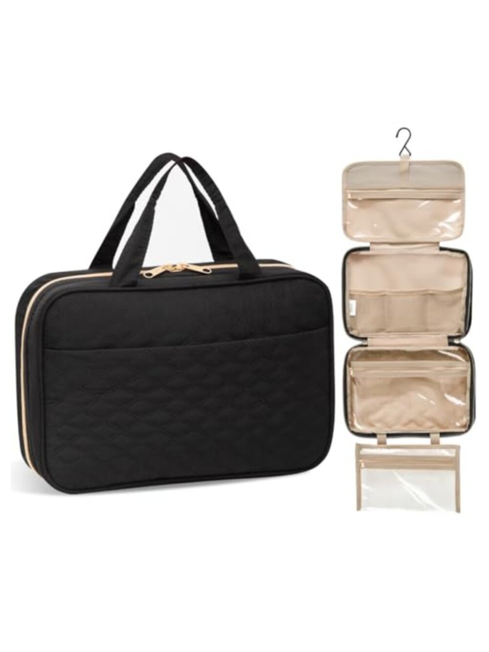 Hanging Travel Toiletry Cosmetic Bag Polyester-Cotton Expandable